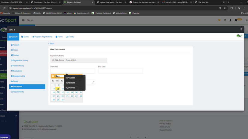 Step 6) Upload Players’ Birth Certificates